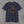 Heathered navy 9/11 25th anniversary tee, back print: faded flag with rust-red Twin Towers and skyline