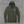 Olive 9/11 hoodie, front with a small greyscale Truck Co. Apparel skyline crest on the left chest