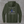 Olive 9/11 hoodie, back print: greyscale flag and skyline with the Twin Towers standing in blue, 25th Anniversary