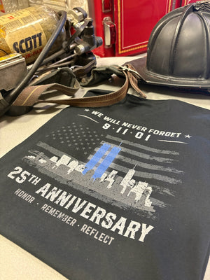 9/11 25th Anniversary Tribute T-Shirt — "We Will Never Forget" Memorial Tee